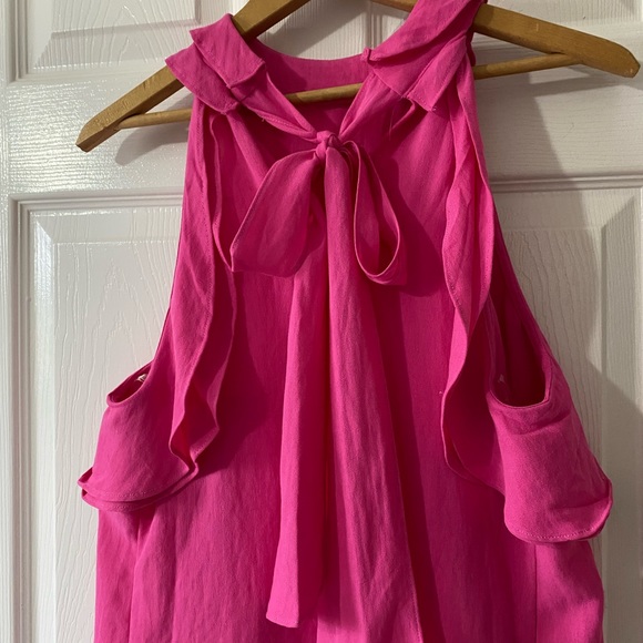 NWT Entro Pink Cold Shoulder Halter Top with Bow - Picture 10 of 11